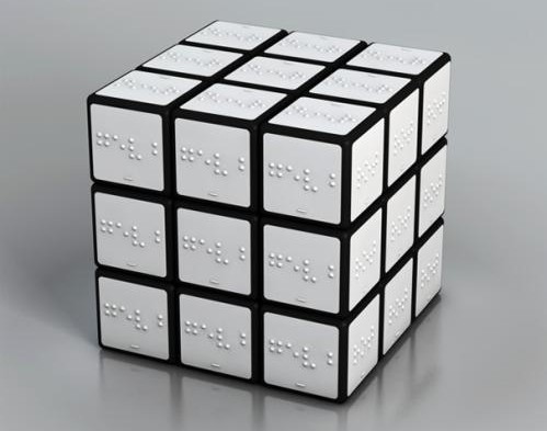 Witte Rubiks kubus, braille uitvoering
