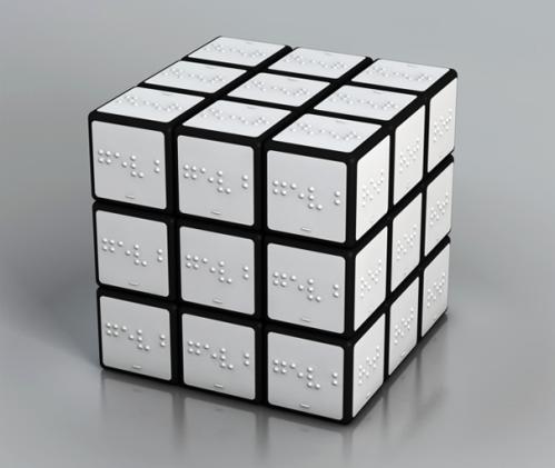 Witte Rubiks kubus, braille uitvoering